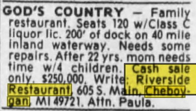 Jacks Riverside Restaurant - Sep 26 1993 For Sale (newer photo)